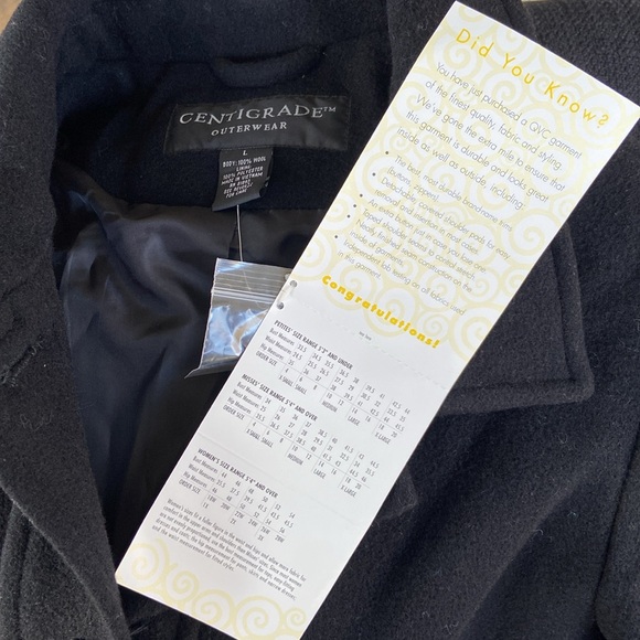 NWT QVC Centigrade Black 100% Wool 7-Button Long Full Length Coat Women’s Size L - Picture 5 of 6